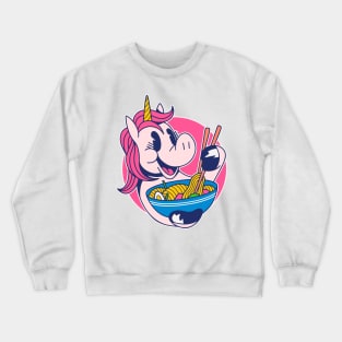 unicorn eating ramen Crewneck Sweatshirt